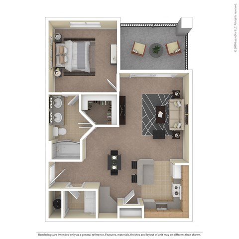 Floor plan for 1 bed, 1 bath, 850 sqft